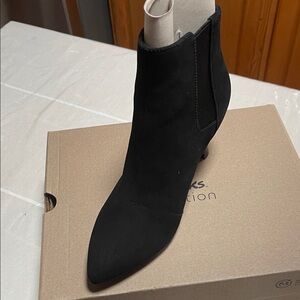 Clarks Elegant Black Suede Heeled Boots